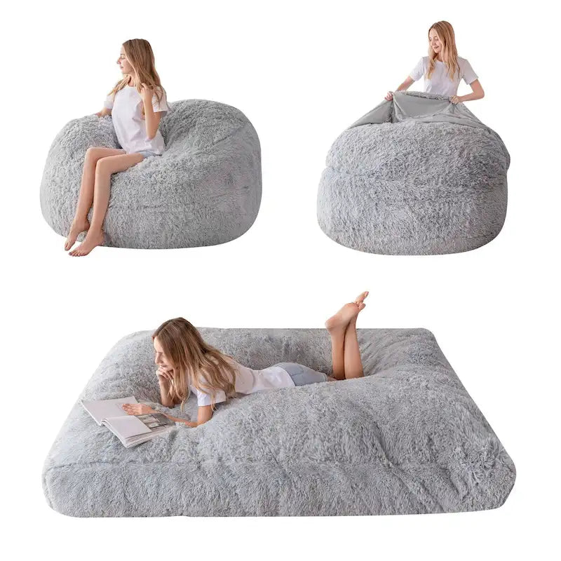 Big Convertible Bean Bag Folds from Lazy Chair to Floor Mattress Bed