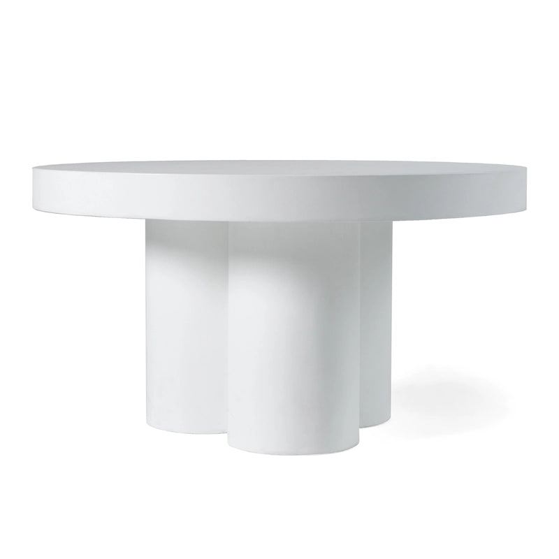 Round White Concrete Coffee Table Sculptural Triple Leg Modern Indoor Outdoor