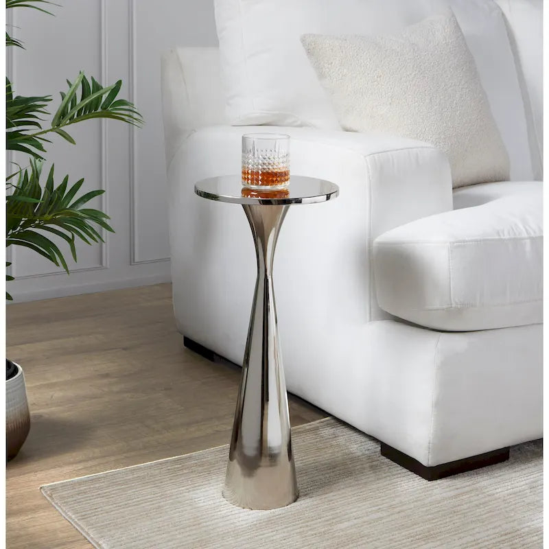 Hourglass Metal Side Table in Brass Black Polished Nickel Finish